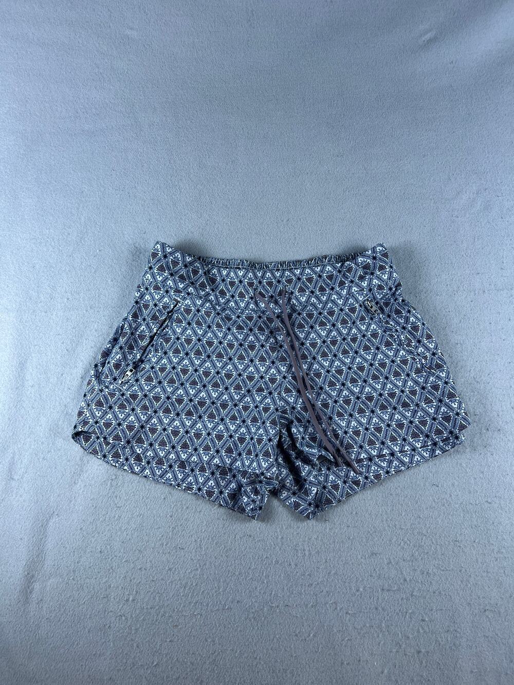 Athleta Hudson Shortie Womens 4 White Blue Geometric Print Stretch Running Sport